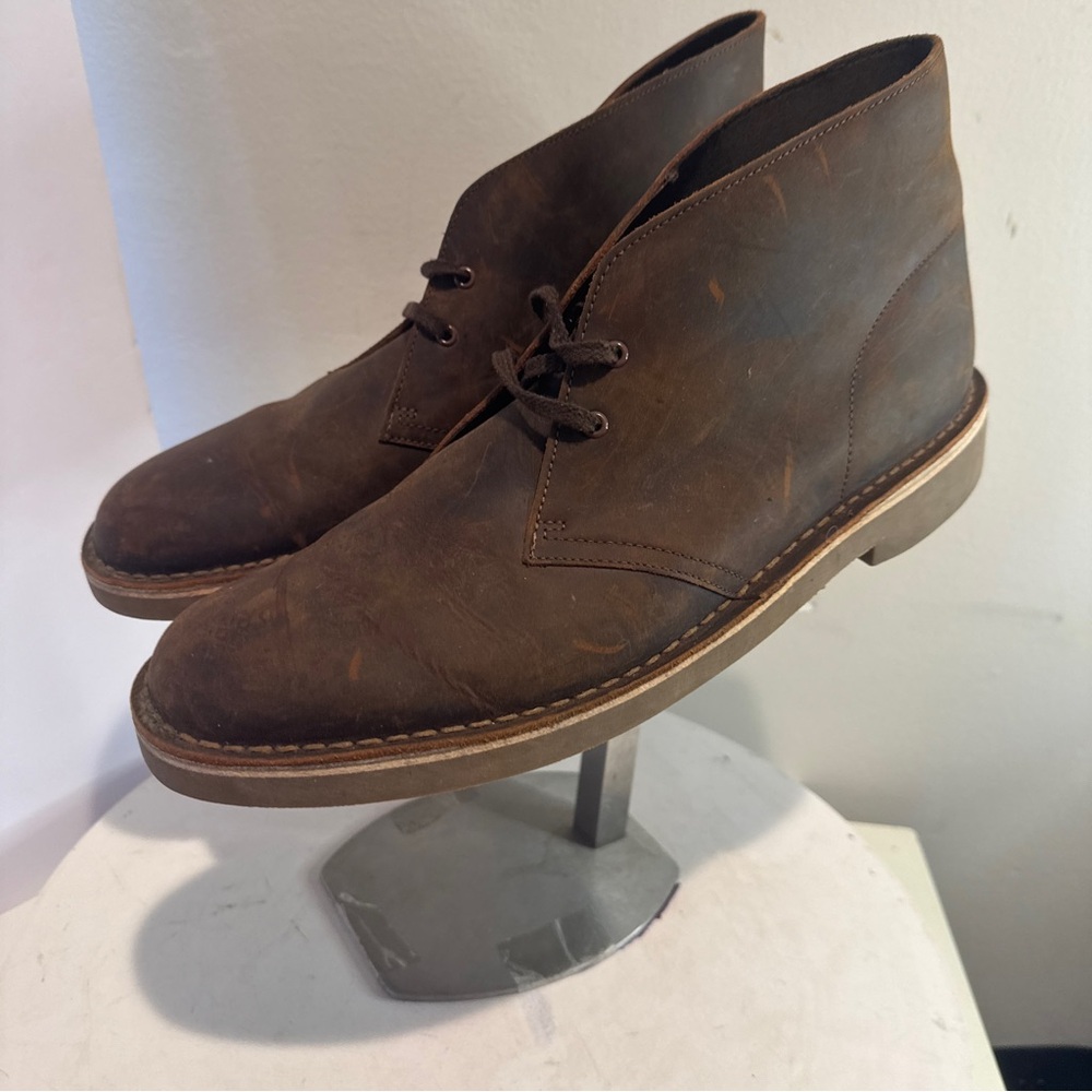 Clarks 15522 Bushacre Brown Leather Desert Chukka Ankle Boot Size 11 Men’s